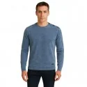 BILL TORNADE - Pull col bouton épaule acidwash - bleu