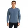 BILL TORNADE - Pull col bouton épaule acidwash - bleu