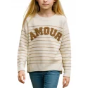 NOTA BENE Junior - Pull marinière - blanc et camel NBJ-146