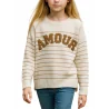 NOTA BENE Junior - Pull marinière - blanc et camel NBJ-146