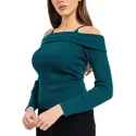 GUESS - Pull col bardot - bleu canard