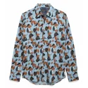MASCARET - Chemise manches longues - bleue et marron