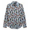 MASCARET - Chemise manches longues - bleue et marron