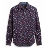 MASCARET - Chemise manches longues - marine et rose