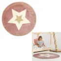 Tapis rond étoile fil métallisé rose 80cm