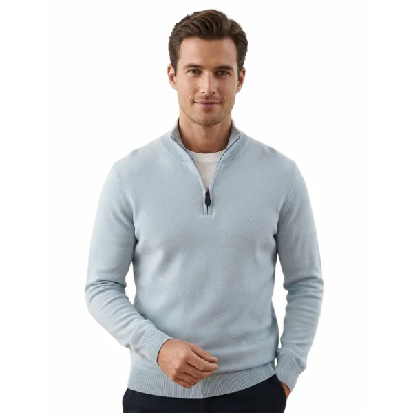 TORRENTE - Pull col montant zippé - ciel