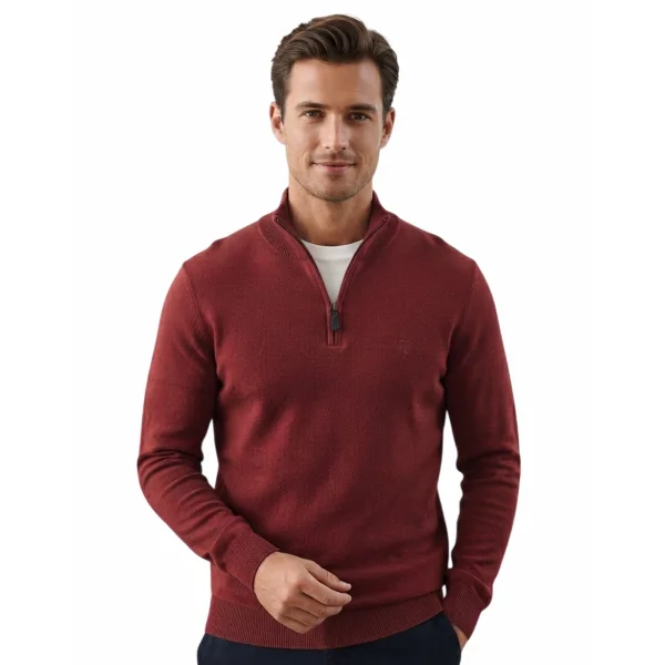 TORRENTE - Pull col montant zippé - bordeaux