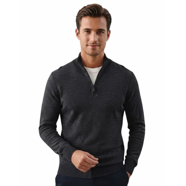 TORRENTE - Pull col montant zippé - marine