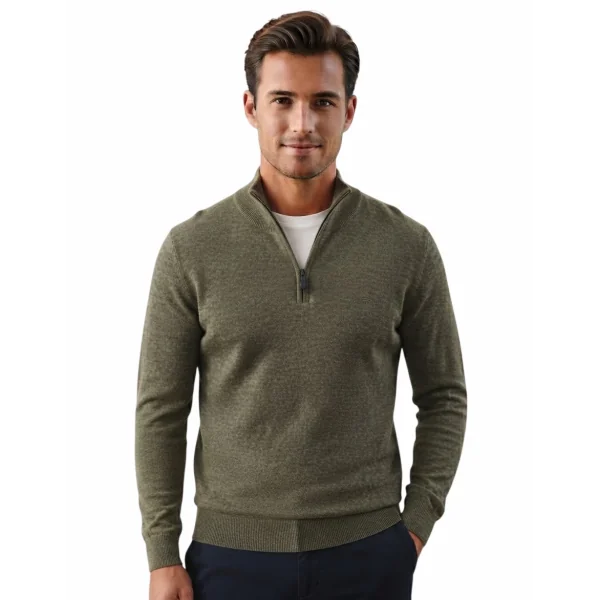 TORRENTE - Pull col montant zippé - kaki