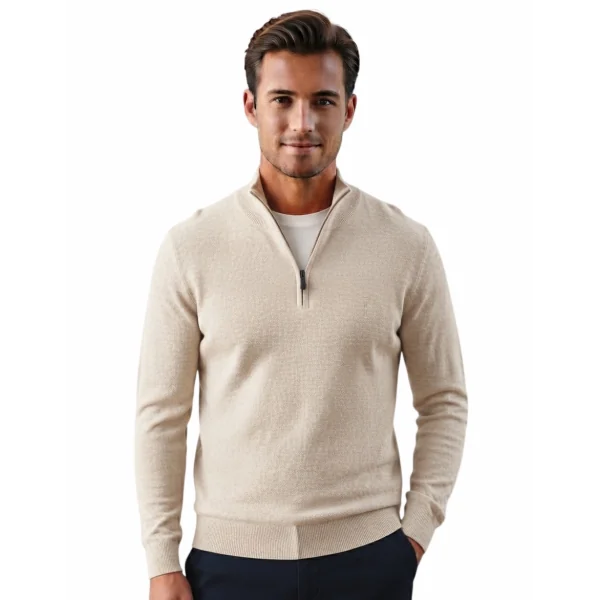 TORRENTE - Pull col montant zippé - beige